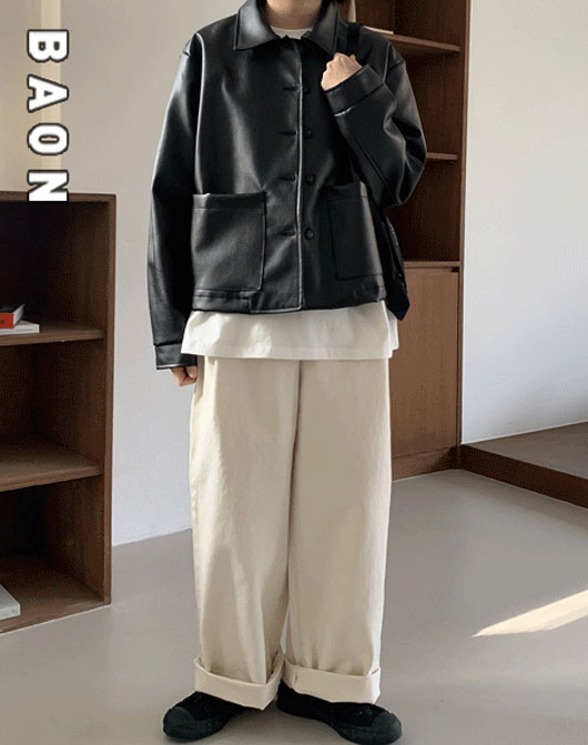 [BAON] 포램 레더 자켓 (2color)