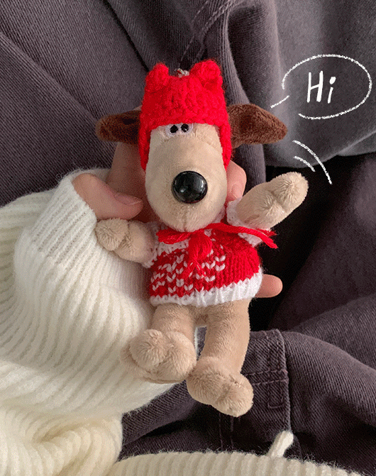 래핀 강아지 크리스마스 키링 (2color)