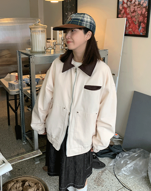 [unisex] 로푸 투웨이 카라 워크 자켓 (2color)